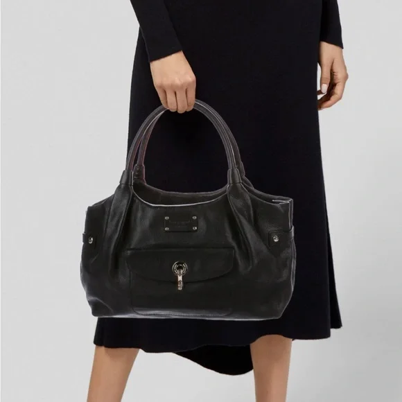 Kate Spade Stevie Black Leather Satchel Purse Bag - Picture 3 of 13